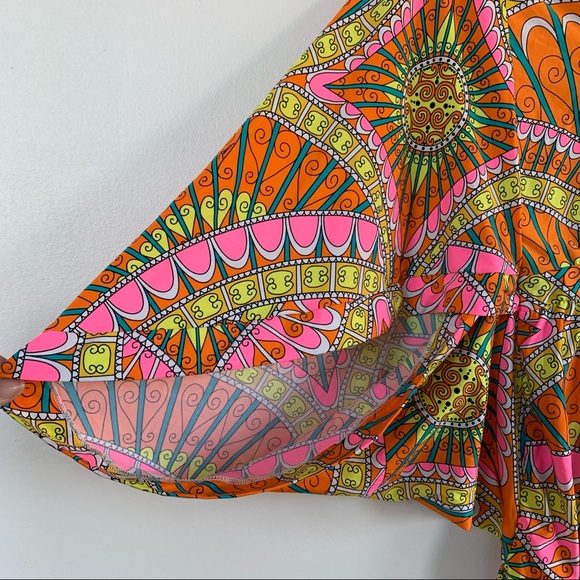 Trina Turk Capri Lace Up Sherbert Orange Tunic Swim Coverup - Picture 4 of 7